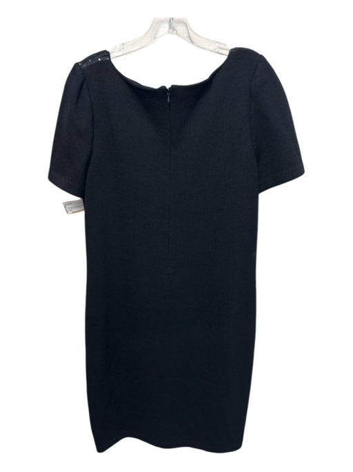 St. John Evening Size 14 Black & Silver Wool & Rayon Short Sleeve Cut Outs Dress Black & Silver / 14