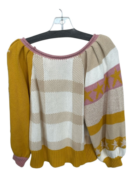 Loveshackfancy Size S Mauve & Tan Cotton Long Balloon Sleeve Star Sweater Mauve & Tan / S