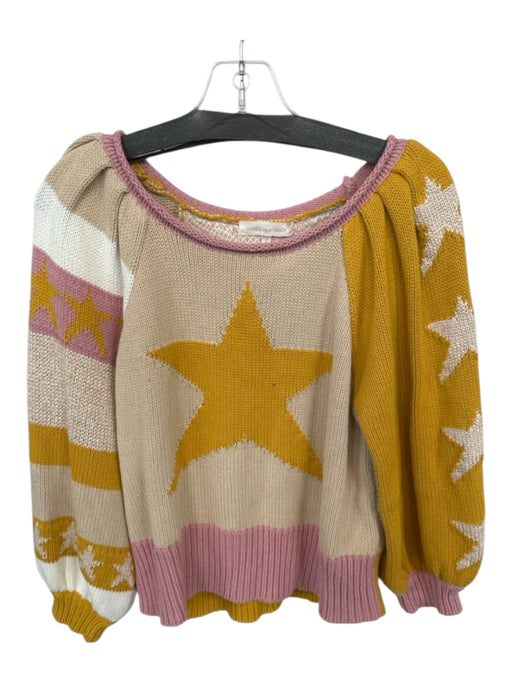 Loveshackfancy Size S Mauve & Tan Cotton Long Balloon Sleeve Star Sweater Mauve & Tan / S