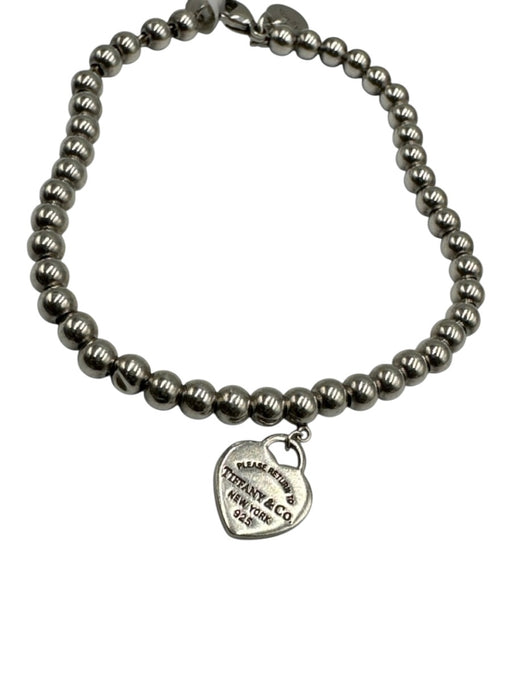 Tiffany & Co. Silver Sterling Silver 925 Beaded Heart Charm Bracelet Silver