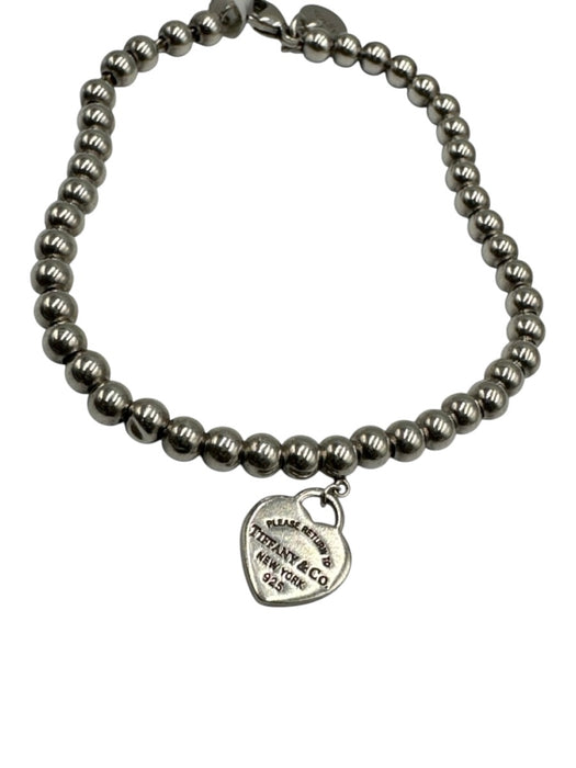 Tiffany & Co. Silver Sterling Silver 925 Beaded Heart Charm Bracelet Silver