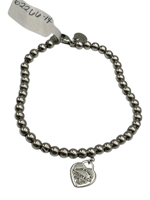 Tiffany & Co. Silver Sterling Silver 925 Beaded Heart Charm Bracelet Silver