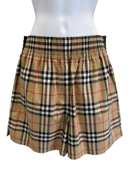 Burberry Size 2 Khaki Print Cotton Blend Novacheck Plaid Elastic Waist Shorts Khaki Print / 2
