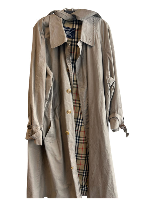 Burberry Size Est L Khaki Cotton Long Sleeve Waist Belt Button Front Trench Coat Khaki / Est L