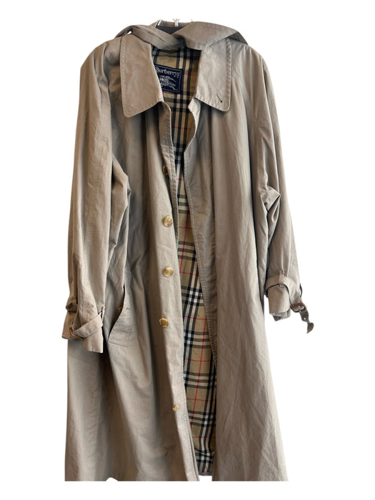 Burberry Size Est L Khaki Cotton Long Sleeve Waist Belt Button Front Trench Coat Khaki / Est L