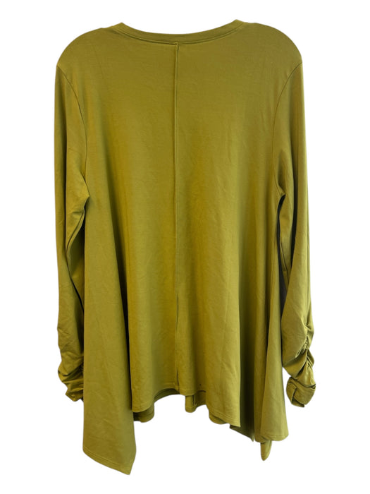 Lisa Bayne Size L Green Rayon Long Sleeve Round Neck Scrunched Sleeve Top Green / L