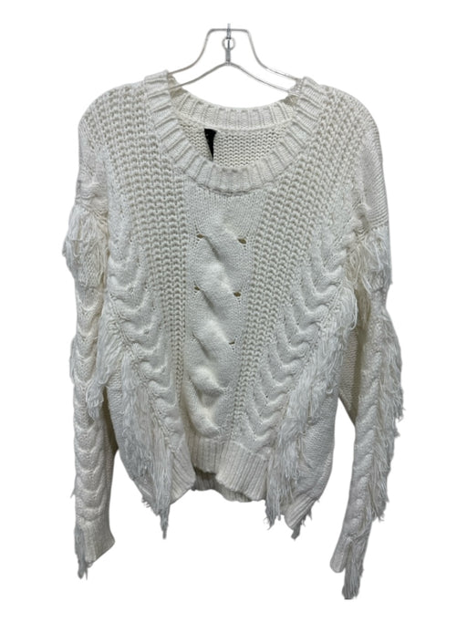 IRO Size Small White Cotton Knit Fringe Long Sleeve Sweater White / Small