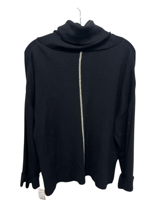 Henry Christ Size XS Black Wool Knit Mock Neck Silver Thread Sweater Black / XS