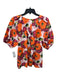 Frances Valentine Size Medium Orange, Pink & White Cotton Floral Pockets Top Orange, Pink & White / Medium