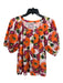 Frances Valentine Size Medium Orange, Pink & White Cotton Floral Pockets Top Orange, Pink & White / Medium