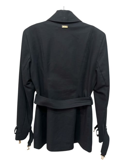 St John Size S Black & Gold Cotton 6 Button Gold Hardware Shoulder Pads Coat Black & Gold / S