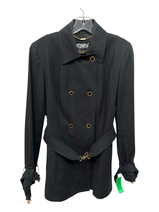 St John Size S Black & Gold Cotton 6 Button Gold Hardware Shoulder Pads Coat Black & Gold / S