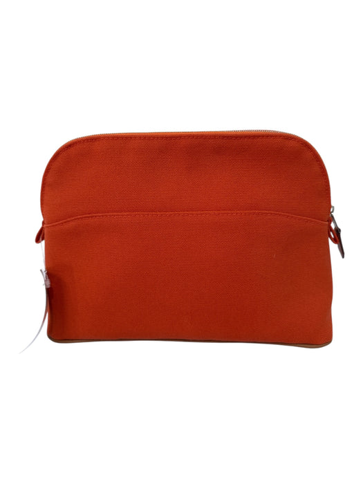 Hermes Orange Cotton Zip Close Inner Pocket Pouch Bag Orange / S