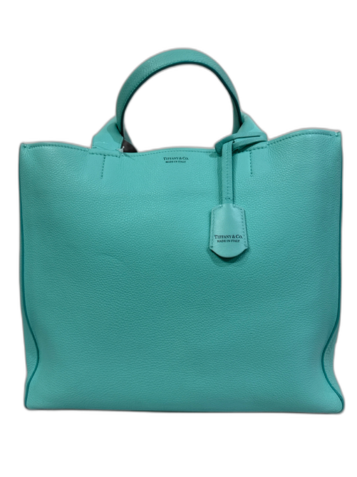 Tiffany & Co Tiffany Blue Pebble Leather 2 Handles Open Top Hand Bag Tiffany Blue / M