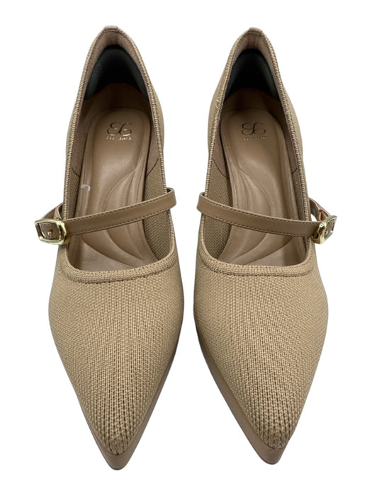 Cosy Island Shoe Size 9 Beige Elastane Pointed Toe Mary Jane Heel Pumps Beige / 9