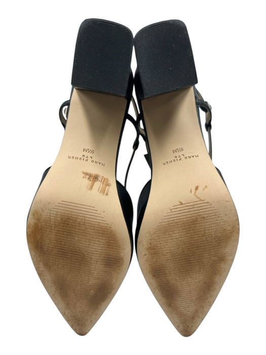 Marc Fisher Shoe Size 9.5 Black Leather Pointed Toe Slingback Block Heel Pumps Black / 9.5