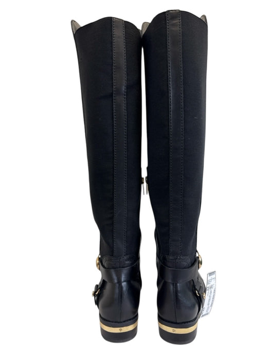 Vince Camuto Shoe Size 9.5 Black Leather Elastane Gold Hardware Riding Boots Black / 9.5