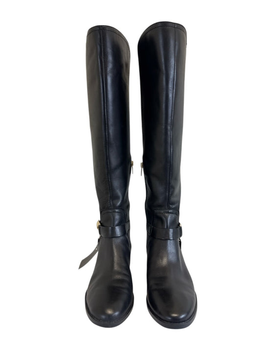 Vince Camuto Shoe Size 9.5 Black Leather Elastane Gold Hardware Riding Boots Black / 9.5