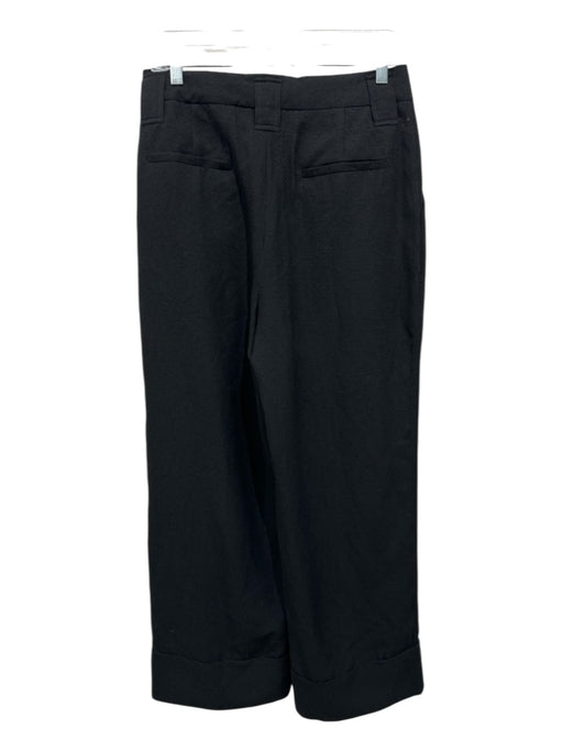 Ganni Size 36 Black Polyester Blend High Rise Textured Straight Leg Pants Black / 36