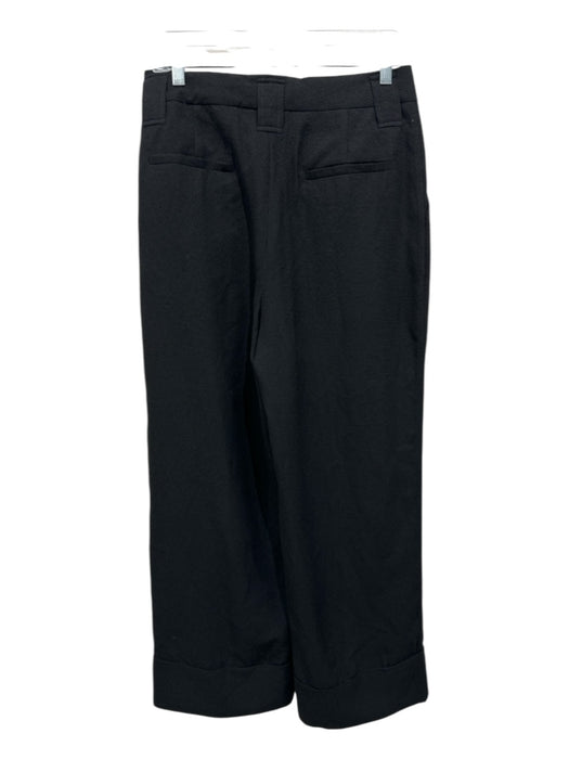 Ganni Size 36 Black Polyester Blend High Rise Textured Straight Leg Pants Black / 36