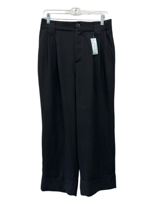 Ganni Size 36 Black Polyester Blend High Rise Textured Straight Leg Pants Black / 36