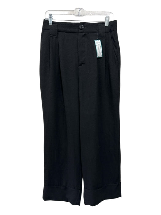 Ganni Size 36 Black Polyester Blend High Rise Textured Straight Leg Pants Black / 36