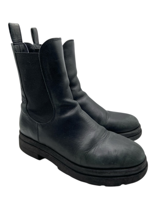 Anine Bing Shoe Size 38 Black Leather Rubber Chelsea Lug Sole Boots Black / 38