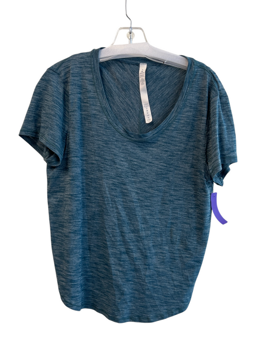 Lululemon Size 6 Blue Nylon Heathered Round Neck Short Sleeve T Shirt Top Blue / 6