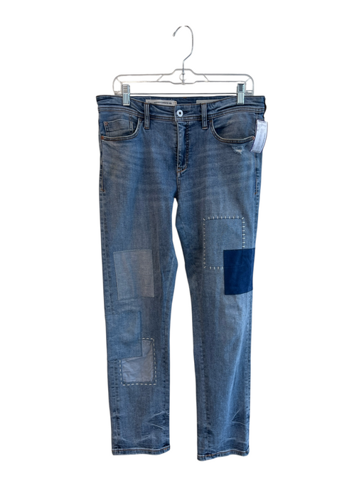 Pilcro Size 28 Med Light Wash Cotton Blend Zip Fly Mid Rise Patch Detail Jeans Med Light Wash / 28