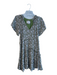 By Anthropologie Size XS Green & Tan Viscose floral print Round Split Neck Dress Green & Tan / XS