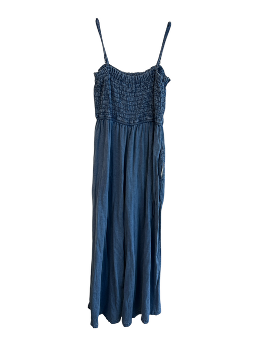 Pilcro Size Small Blue Cotton Blend Removable Spaghetti Straps Wide Leg Jumpsuit Blue / Small
