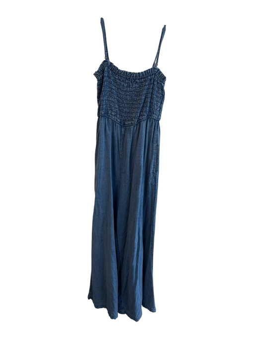 Pilcro Size Small Blue Cotton Blend Removable Spaghetti Straps Wide Leg Jumpsuit Blue / Small