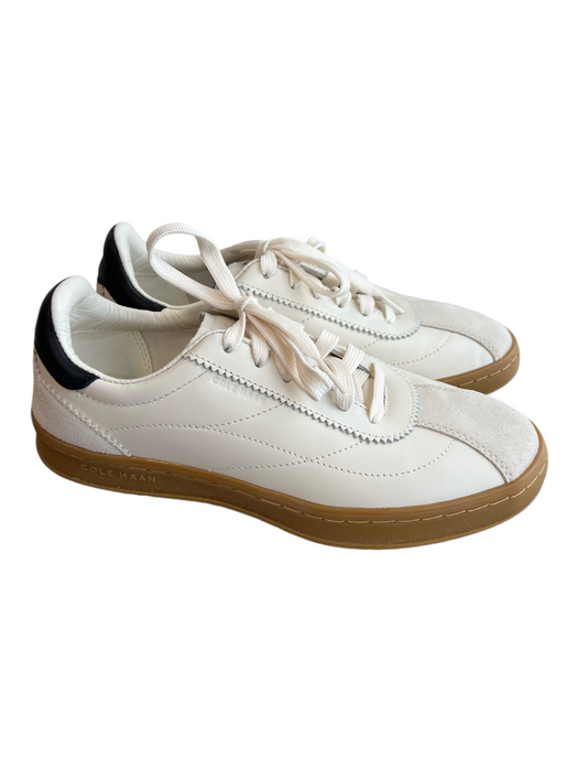 Cole Haan Shoe Size 7 White Leather & Suede Low Top Lace Up Round Toe Shoes White / 7