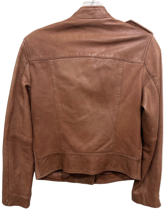 ALLSAINTS Size 2 Tan Brown Lamb leather Long Sleeve Zip Front Moto Jacket