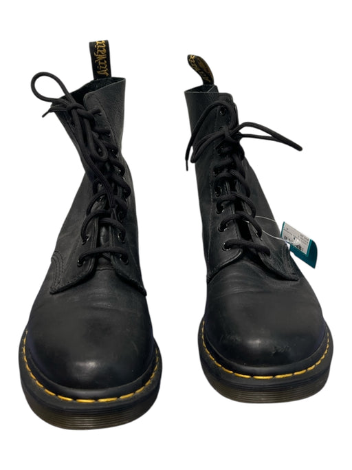 Dr Martens Shoe Size 10 Black Leather Above Ankle lace up Pull Tab Boots Black / 10