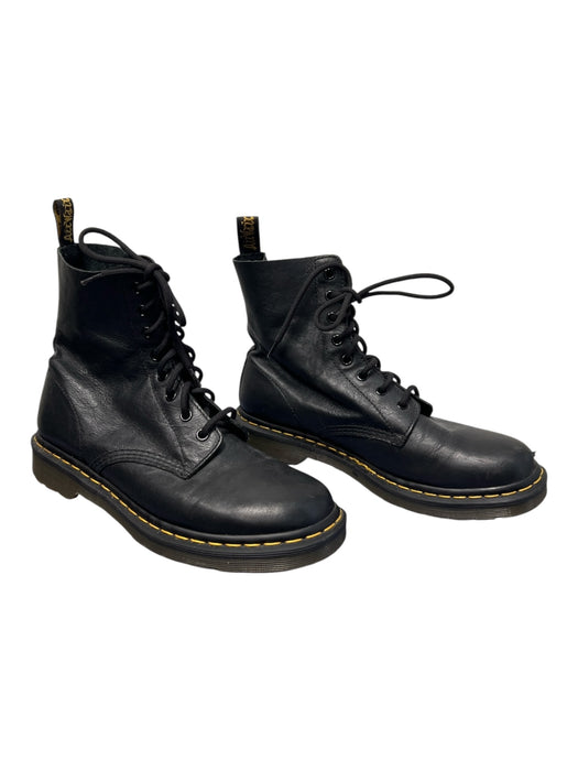 Dr Martens Shoe Size 10 Black Leather Above Ankle lace up Pull Tab Boots Black / 10