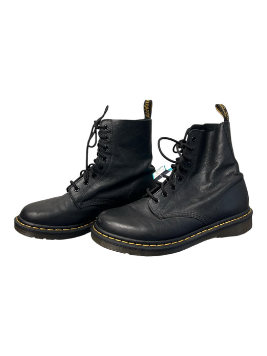 Dr Martens Shoe Size 10 Black Leather Above Ankle lace up Pull Tab Boots Black / 10