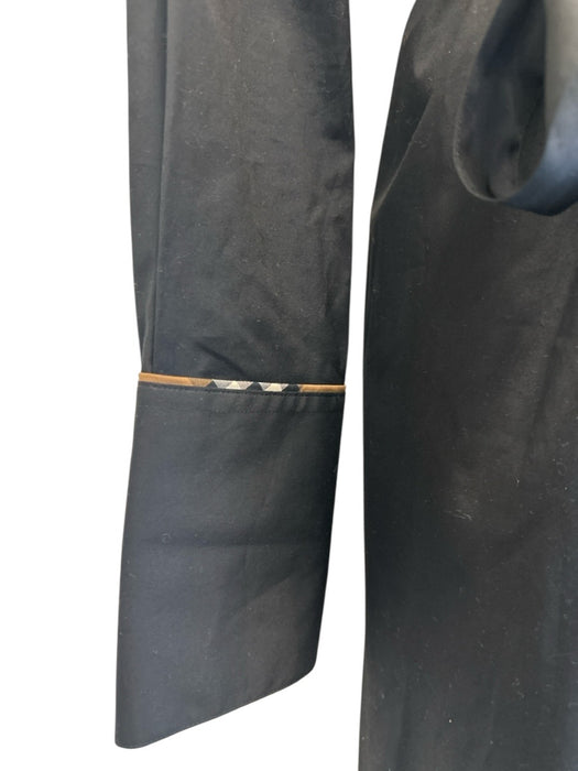 Burberry Size 10 Black Cotton Long Sleeve Button Up Below Knee Collar Dress Black / 10
