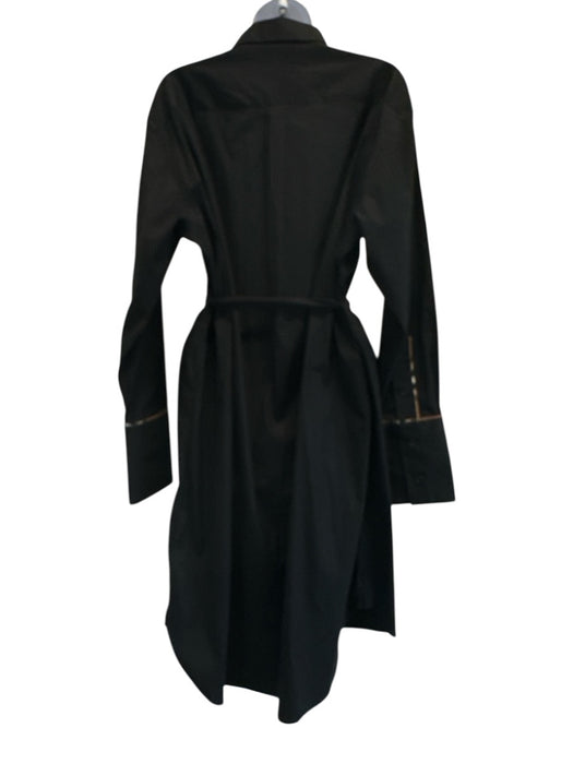 Burberry Size 10 Black Cotton Long Sleeve Button Up Below Knee Collar Dress Black / 10
