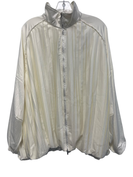Nike Size XL White Polyester Oversize Long Sleeve pleats Zip Up Jacket White / XL