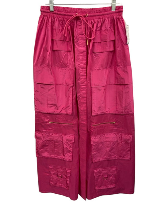 Cynthia Rowley Size L Pink Silk Split Front Elastic Waist Pockets Maxi Skirt Pink / L