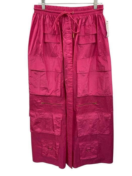 Cynthia Rowley Size L Pink Silk Split Front Elastic Waist Pockets Maxi Skirt Pink / L