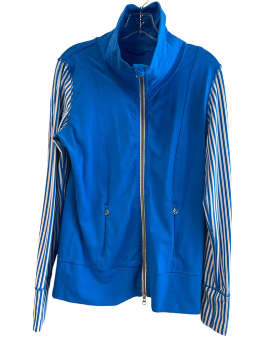 Lululemon Size 8 Blue Missing Fabric Tag Stretch Striped 2 way zipper Jacket Blue / 8