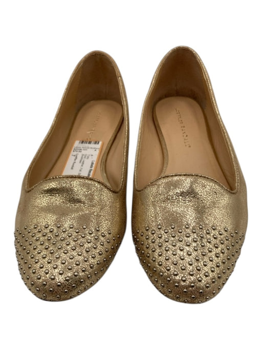 Loeffler Randall Shoe Size 7 Gold Leather Foil Studded Cap Toe Flats Gold / 7