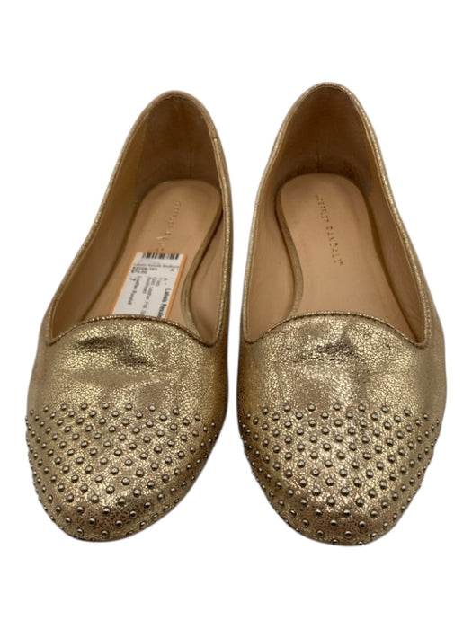Loeffler Randall Shoe Size 7 Gold Leather Foil Studded Cap Toe Flats Gold / 7
