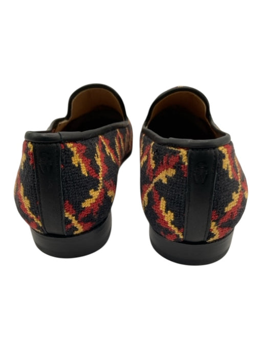 Stubbs & Wooten Shoe Size 9 Red, Black, Yellow Leather Needlepoint D Ring Flats Red, Black, Yellow / 9