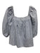Ann Mashburn Size XS Blue & White Cotton Puff 1/2 Sleeve Stripes Square Neck Top Blue & White / XS