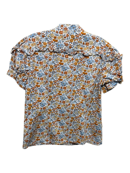 The Shirt Rochelle Behrens Size S Orange, Blue, Yellow Cotton Short Sleeve Top Orange, Blue, Yellow / S
