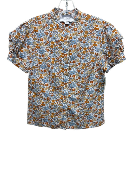 The Shirt Rochelle Behrens Size S Orange, Blue, Yellow Cotton Short Sleeve Top Orange, Blue, Yellow / S