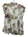 Love The Label Size XS Cream, Green, Pink Cotton Ruffle Cap Sleeve Buttons Top Cream, Green, Pink / XS